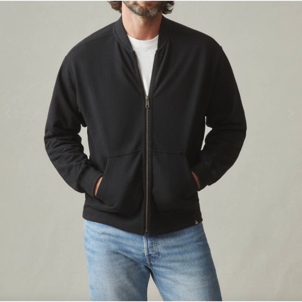 NEW American Giant Mens Large Fleece‎ Bomber Jacket Full Zip Up